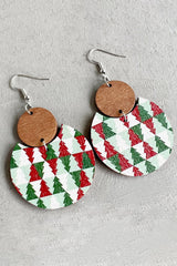Boucles d'oreilles en bois à motif de damier de Noël vert foncé-A WOMAN WE LOVE
