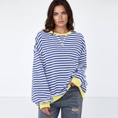 Over-dimensioned blue striped sweatshirts *