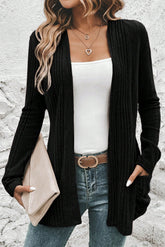 Gilet Long Sans Manches en Maille Côtelée