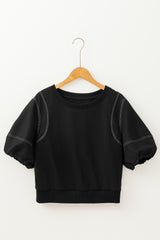 Black sweatshirt with mid-long sleeves *