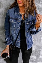 Blue denim jacket aged with reverse *