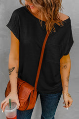 Black T-shirt with pockets with side slits