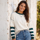 2-room white striped sweatshirts *