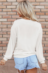 Sudadera blanca con patrón de bandera de los Estados Unidos y cordón