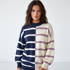 Sweat-shirt oversize rayé patchwork