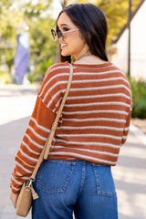 Decreeed sweater with brown stripes *