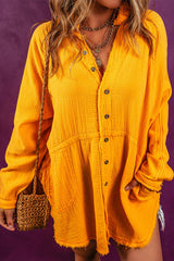 Chemise tunique oversize froissée à ourlet effiloché-A WOMAN WE LOVE