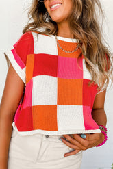 Fifthly red color blocking sweater