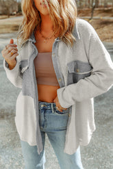 Gray relaxed jacket with contrasting flap pockets