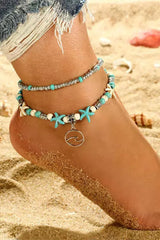 Bracelet de cheville double plage bleu ciel-A WOMAN WE LOVE