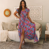 Vestido dividido largo con V * Billet de cuello