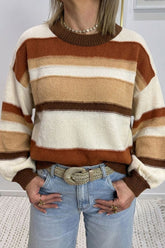 Pull à rayures multicolores et col rond