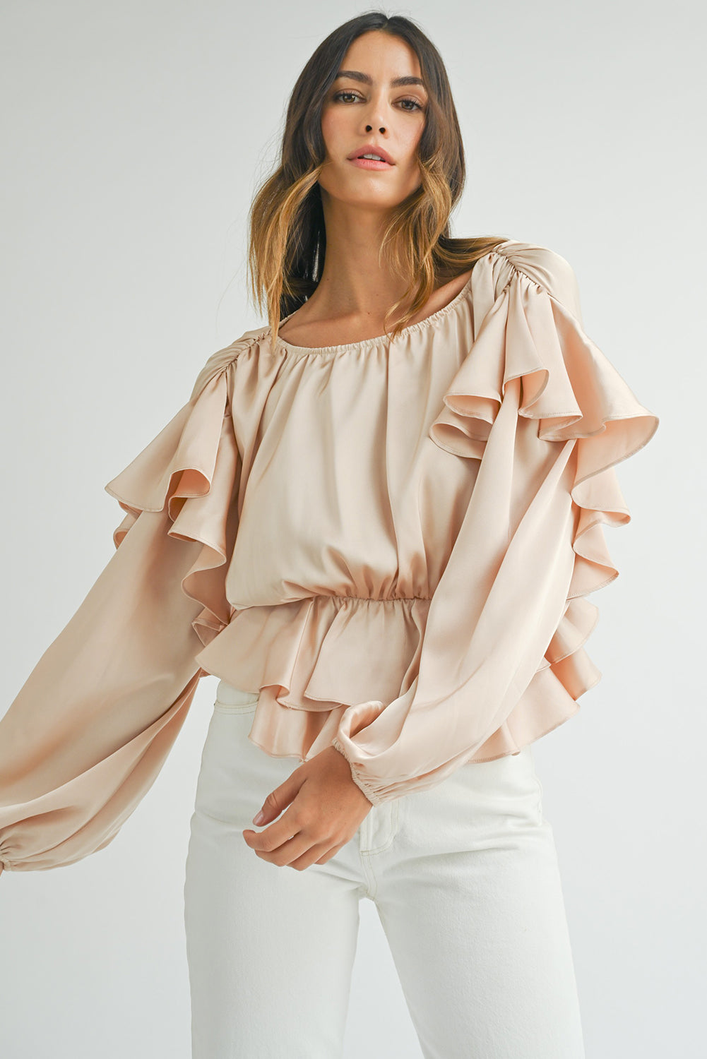 Blouse péplum à volants dans le dos *-A WOMAN WE LOVE