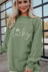 St Patrick ribbed sweatshirt with clover pattern *