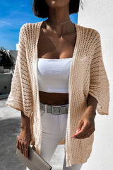 Khaki Hollow-Out Sleeve Knit Cardigan bracelet