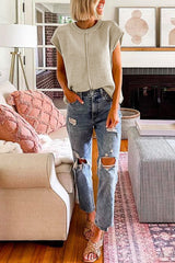 Suéter tricotado con mangas cortas *