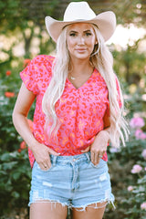 Blouse léopard rose à V-A WOMAN WE LOVE