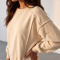 Beige and splicing beige sweatshirt