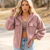 Veste rose à capuche zippée avec cordon de serrage