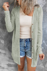 Cardigan ouvert à boutons de couleur unie-A WOMAN WE LOVE