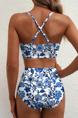 Ensemble bikini à imprimé floral bleu