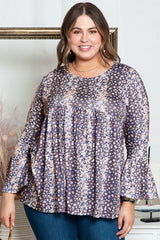 Chemisier babydoll à imprimé floral et col rond grande taille violet-A WOMAN WE LOVE