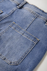 Jean court taille haute bleu délavé *