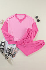 Ensemble pull patchwork contrasté et pantalon de jogging *-A WOMAN WE LOVE