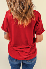 Camiseta roja de color rojo sin redondo