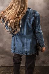 Blue veil denim jacket with side pockets *