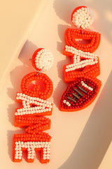 Boucles d'oreilles pendantes en perles de riz Rugby GAME DAY orange-A WOMAN WE LOVE
