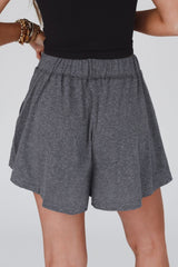 Short jupe-culotte gris à taille élastique