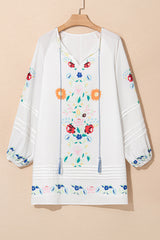 Mini-tosca con estampado floral y estilo Pompom Bohemian *