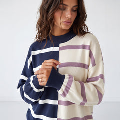 Sweat-shirt oversize rayé patchwork