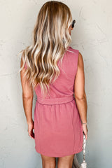 Robe courte rose minéral en tissu éponge *