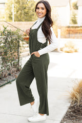 Salopette ample en velours côtelé avec poches unies vert jungle