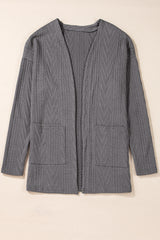 Cardigan ouvert sur le devant à texture unie gris moyen avec poche-A WOMAN WE LOVE