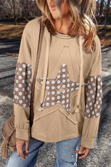 Sudadera con capucha con cordón de apriete de estrellas y albaricoque floral
