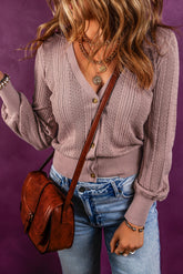 Cardigan pull texturé boutonné à col en V-A WOMAN WE LOVE