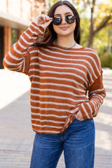 Decreeed sweater with brown stripes *