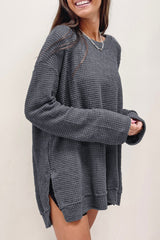Oversize gray high in embossed knitted with tall slits *