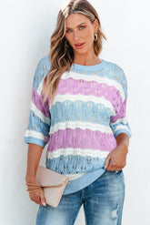 Mid-length sleeve sweater in crochet *