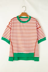 Orange, oversized, contrasting border top and bottom t-shirts, exposed seams