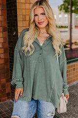 Alto Henley con hombros caídos y costuras de pastos marinos de gran tamaño