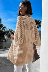 Khaki Hollow-Out Sleeve Knit Cardigan bracelet