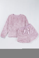 Ensemble de salon ample deux pièces en polaire léopard texturé Lavendula-A WOMAN WE LOVE