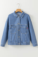 Veste en jean oversize délavée à poches bleu clair