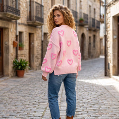 Large pink sweater with heart -shaped bubble bubbles