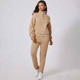 Uneed semi-bottom sweatshirt-shirt and high-waisted supervising pants