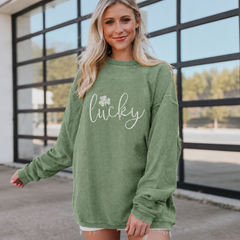 Sweat-shirt côtelé Saint-Patrick motif trèfle